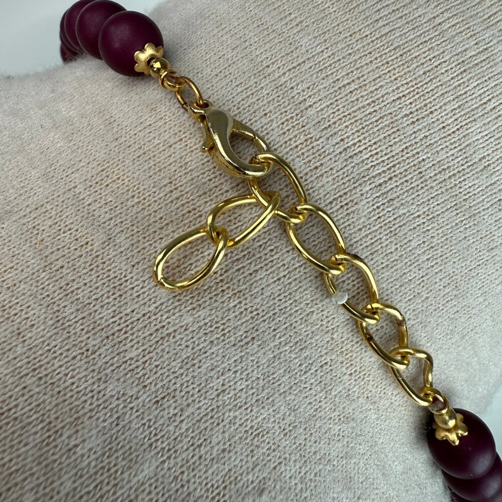 Red & Gold Bead Necklace 20" - Picture 6 of 7